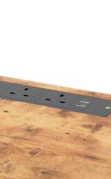 Living and Home Nightstand Bedside Table with Charging Station and LED Lights in Brown - thumbnail 8