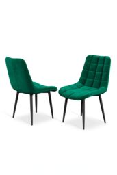 More4Homes Set of 4 Nova Modern Velvet Dining Chair Padded Seat Metal Legs in Green - thumbnail 5