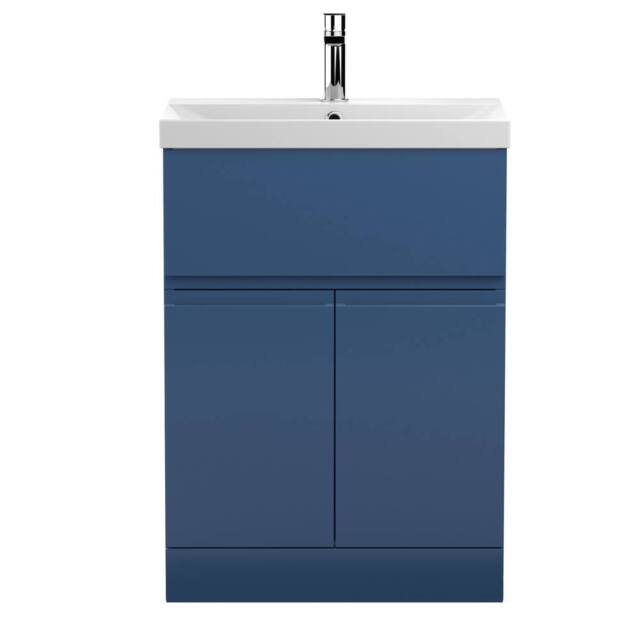 Balterley Mavesyn 2 Door 1 Drawer Vanity Basin Unit, Dark Blue, 600mm in Blue - image 1