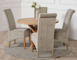 Thats Furniture Oregon Round Oak Dining Table & 4 Montana Fabric Chairs in Grey - thumbnail 3