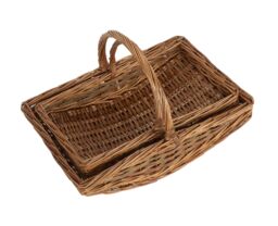 Red Hamper Wicker Full Unpeeled Set of 2 Garden Trugs in Brown - thumbnail 4