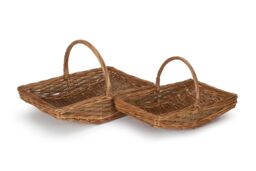 Red Hamper Wicker Full Unpeeled Set of 2 Garden Trugs in Brown - thumbnail 1