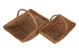 Red Hamper Wicker Full Unpeeled Set of 2 Garden Trugs in Brown - thumbnail 2