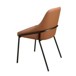 Angel Cerda Orange Leatherette Dining Chair Black Stainless Steel - thumbnail 6