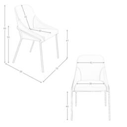 Angel Cerda Orange Leatherette Dining Chair Black Stainless Steel - thumbnail 7