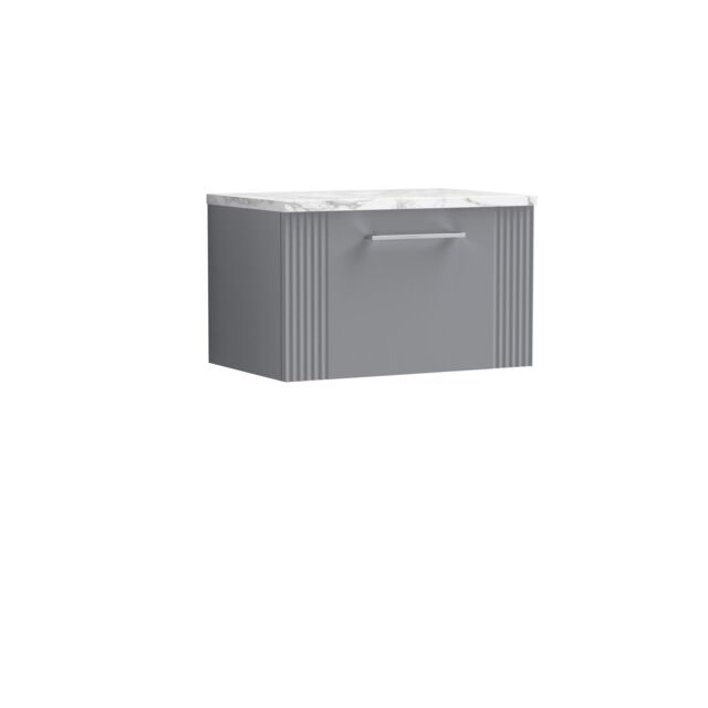 Balterley 1 Drawer Wall Hung Vanity Unit Marble Laminate Worktop, Grey 600mm - image 1