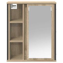 Berkfield Home Bathroom Wall Cabinet with Mirror Sonoma Oak 50x21x60 cm in Brown - Size: 50 x 21 x 60 cm - thumbnail 6