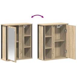 Berkfield Home Bathroom Wall Cabinet with Mirror Sonoma Oak 50x21x60 cm in Brown - Size: 50 x 21 x 60 cm - thumbnail 9