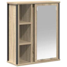 Berkfield Home Bathroom Wall Cabinet with Mirror Sonoma Oak 50x21x60 cm in Brown - Size: 50 x 21 x 60 cm