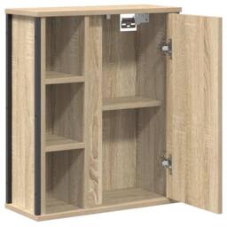 Berkfield Home Bathroom Wall Cabinet with Mirror Sonoma Oak 50x21x60 cm in Brown - Size: 50 x 21 x 60 cm - thumbnail 5