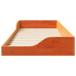 Berkfield Home Modern Floor Bed Frame Wax brown 90 x 220 cm Solid pine wood - thumbnail 5