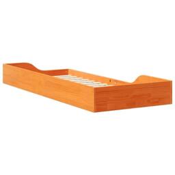 Berkfield Home Modern Floor Bed Frame Wax brown 90 x 220 cm Solid pine wood - thumbnail 7