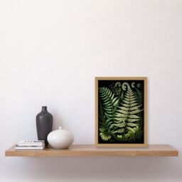 Artery8 Ernst Haeckel Style Fern Fronds Illustration Artwork Framed Wall Art Print A4 in Light Oak - thumbnail 2