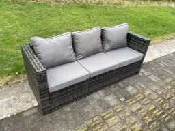 Fimous Rattan Gas Fire Pit Dining Table Sets Heater Lounge Big Footstool 7 Seater in Dark Grey - thumbnail 5