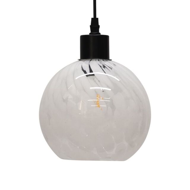 First Choice Lighting Confetti - Glass Globe with Black Pendant Fitting in White - image 1
