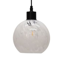 First Choice Lighting Confetti - Glass Globe with Black Pendant Fitting in White - thumbnail 1