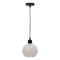 First Choice Lighting Confetti - Glass Globe with Black Pendant Fitting in White - thumbnail 2