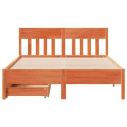 Berkfield Home Bed Frame without Mattress Wax Brown 120x190 cm Small Double Solid Wood Pine - thumbnail 4