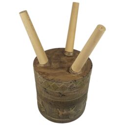 Leaf 55cm x 29cm Jungle Planter with Legs Embossed Lion Elephant Large in Dark Brown - Size: 55 cm x 29 cm - thumbnail 6