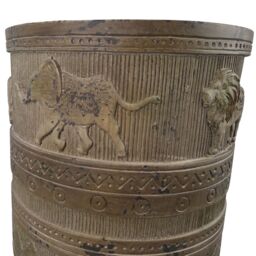 Leaf 55cm x 29cm Jungle Planter with Legs Embossed Lion Elephant Large in Dark Brown - Size: 55 cm x 29 cm - thumbnail 4