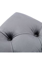 Living and Home Velvet Storage Bench Ottoman with Rubber Wooden Leg in Grey - thumbnail 5