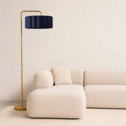 CGC Lighting Kyra Brushed Gold Angled Floor Lamp with Large Scalloped Lampshade - thumbnail 2