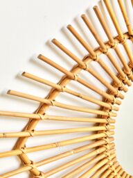 Orsina Rattan Eye Shapped Wall Mirror, Rattan Frame Large Wall Mirror, Unique Wooden Frame Mirror in Natural - thumbnail 4