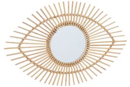 Orsina Rattan Eye Shapped Wall Mirror, Rattan Frame Large Wall Mirror, Unique Wooden Frame Mirror in Natural - thumbnail 2