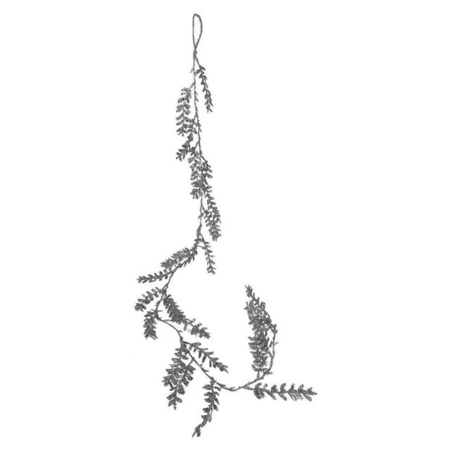 VFM e-Store Christmas Glitter Leaves Garland Decoration 150cm x 8cm Silver X 1 - Size: 150 cm x 8 cm - image 1