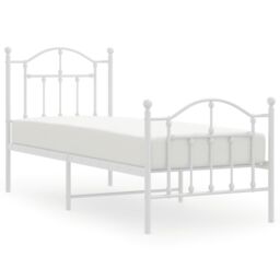 Berkfield Home Metal Bed Frame with Headboard & Footboard White 75x190 cm Small Single - thumbnail 2