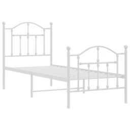 Berkfield Home Metal Bed Frame with Headboard & Footboard White 75x190 cm Small Single - thumbnail 4