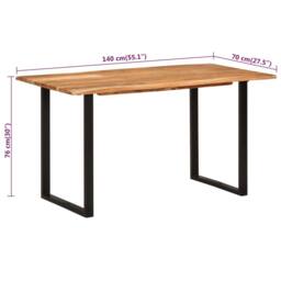 Berkfield Home Dining Table 140x70x76 cm Solid Acacia Wood in Brown - Size: 140 x 70 x 76 cm - thumbnail 8