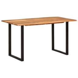 Berkfield Home Dining Table 140x70x76 cm Solid Acacia Wood in Brown - Size: 140 x 70 x 76 cm - thumbnail 2