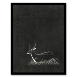 Artery8 Samuel J De Mesquita Framed Wall Art Stylised Waterbuck Painting in Black - Size: A4 - thumbnail 1