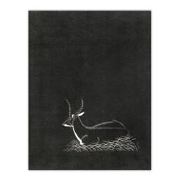 Artery8 Samuel J De Mesquita Framed Wall Art Stylised Waterbuck Painting in Black - Size: A4 - thumbnail 3