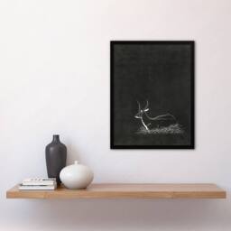 Artery8 Samuel J De Mesquita Framed Wall Art Stylised Waterbuck Painting in Black - Size: A4 - thumbnail 2