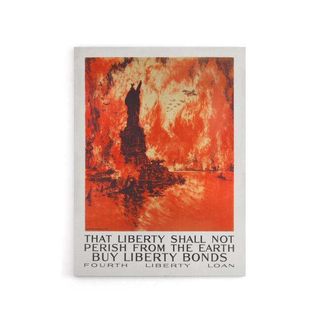 "Artery8 J Pennell Liberty Shall Not Perish From The Earth Canvas Art Print in Orange - Size: W12"" x H16""" - image 1