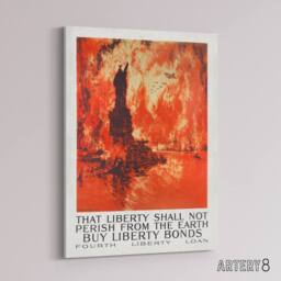 "Artery8 J Pennell Liberty Shall Not Perish From The Earth Canvas Art Print in Orange - Size: W12"" x H16""" - thumbnail 2