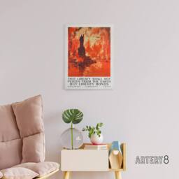 "Artery8 J Pennell Liberty Shall Not Perish From The Earth Canvas Art Print in Orange - Size: W12"" x H16""" - thumbnail 3