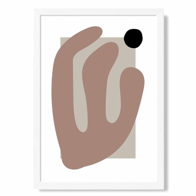 ARTZE Matisse Floral Cutout Brown & Beige Framed Print SIZE: A2 with White Frame - Size: A4 - image 1