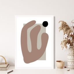 ARTZE Matisse Floral Cutout Brown & Beige Framed Print SIZE: A2 with White Frame - Size: A4 - thumbnail 2