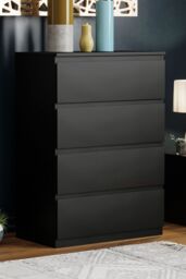 Home Discount Vida Designs Denver 4 Drawer Chest of Drawers Storage in Black