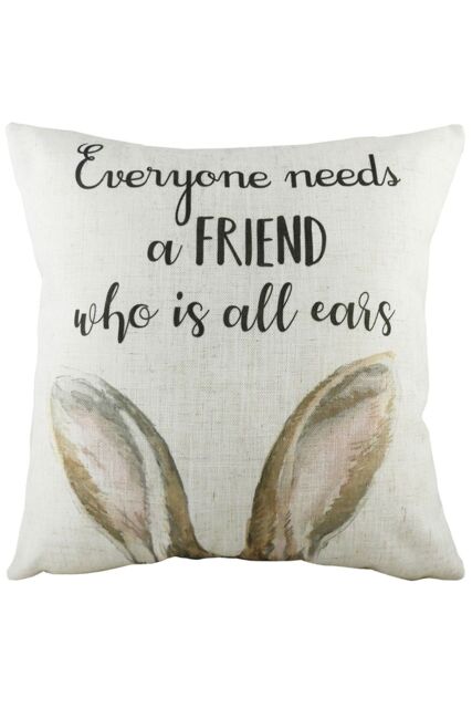 Evans Lichfield All Ears Slogan Hand-Painted Watercolour Printed Cushion - Size: 43 cm x 43 cm - image 1