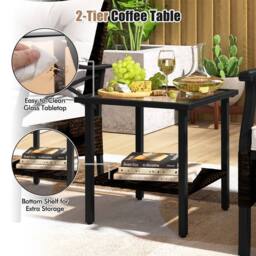 Gymax 5 Piece Wicker Patio Set With Armchairs Table Ottomans & Cushions in Dark Brown - thumbnail 9