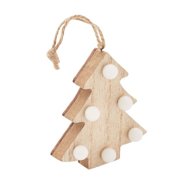 MidOcean Lulie Wooden Lights Tree Dration (Batteries Included) in Cream - image 1