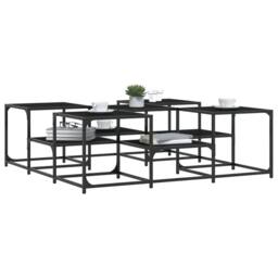 Berkfield Home Coffee Table Black 121x121x40 cm Engineered Wood - Size: 121 x 121 x 40 cm - thumbnail 4