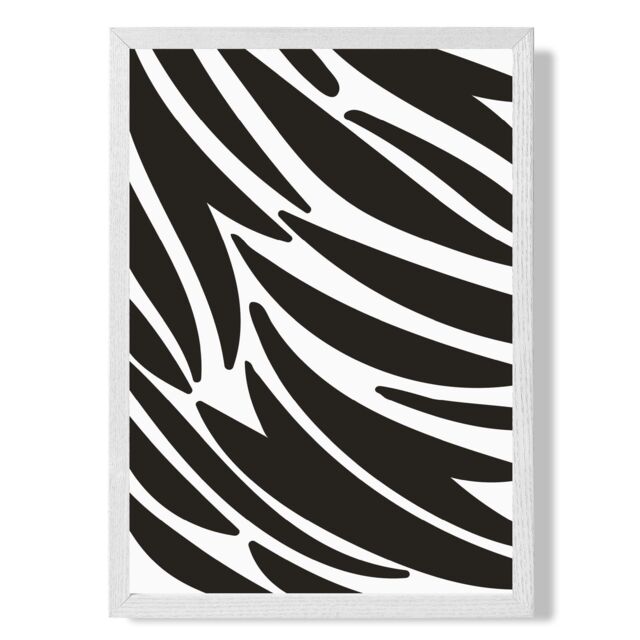 ARTZE Cute Cartoon Style Zebra Print Framed Print SIZE: A3 with White Frame in Black - Size: A4 - image 1