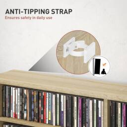 STILVORA Media Storage Unit with 12 Adjustable Shelves in Natural - thumbnail 8