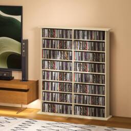 STILVORA Media Storage Unit with 12 Adjustable Shelves in Natural - thumbnail 3