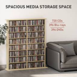 STILVORA Media Storage Unit with 12 Adjustable Shelves in Natural - thumbnail 6
